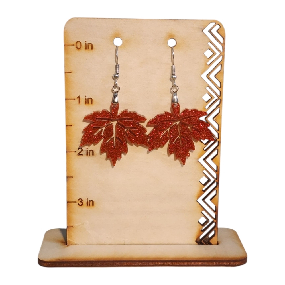 Crimson Maple Acrylic Drop Earrings